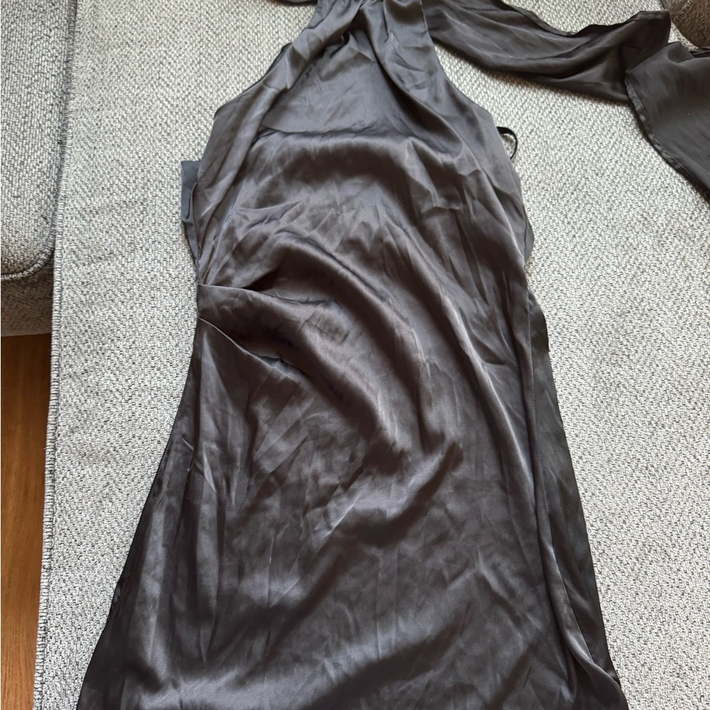 Elegant Gray Satin Dress